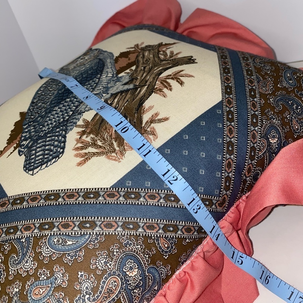 Vintage 3D Bird ~ Owl Design throw pillows 15” x 14” Country Decor Mauve & Blue - Picture 9 of 9